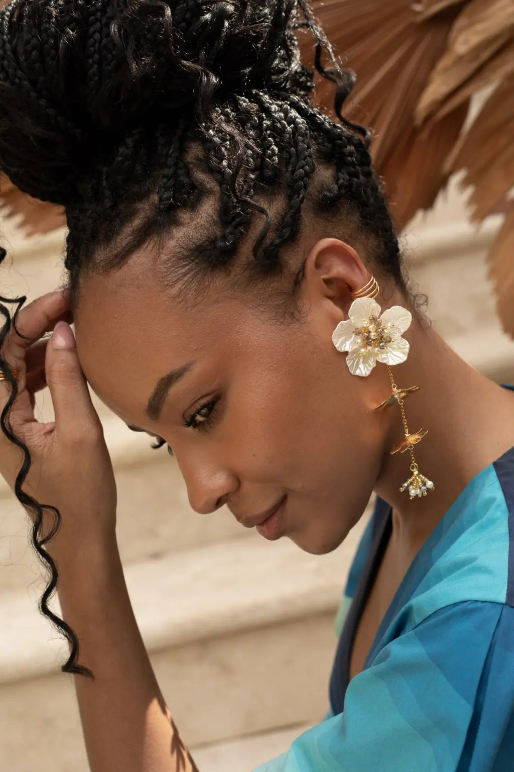 2 en 1 Petal Earrings - Maracuyá - NMJ298