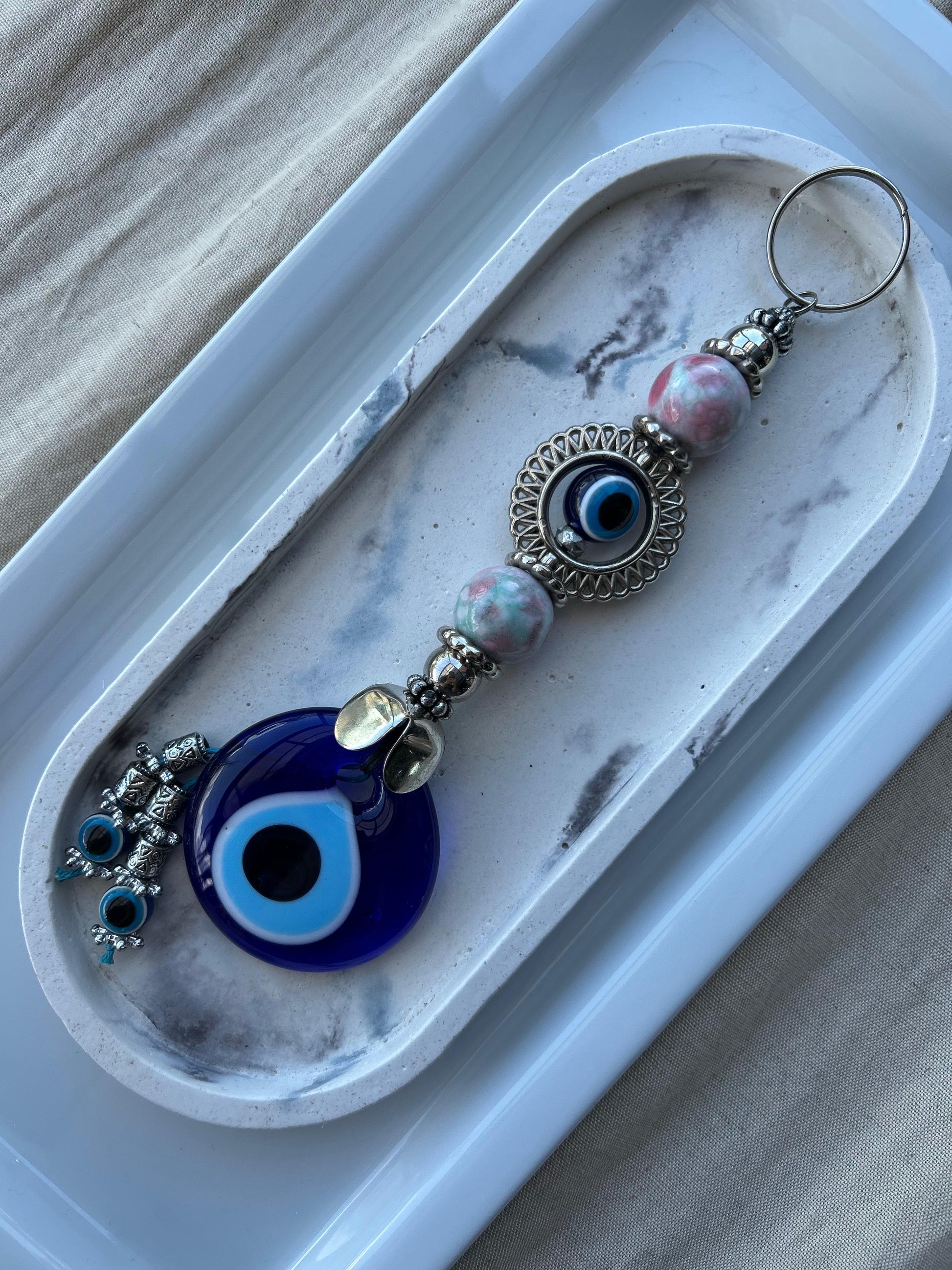 Blue Pink Hamsa Charm
