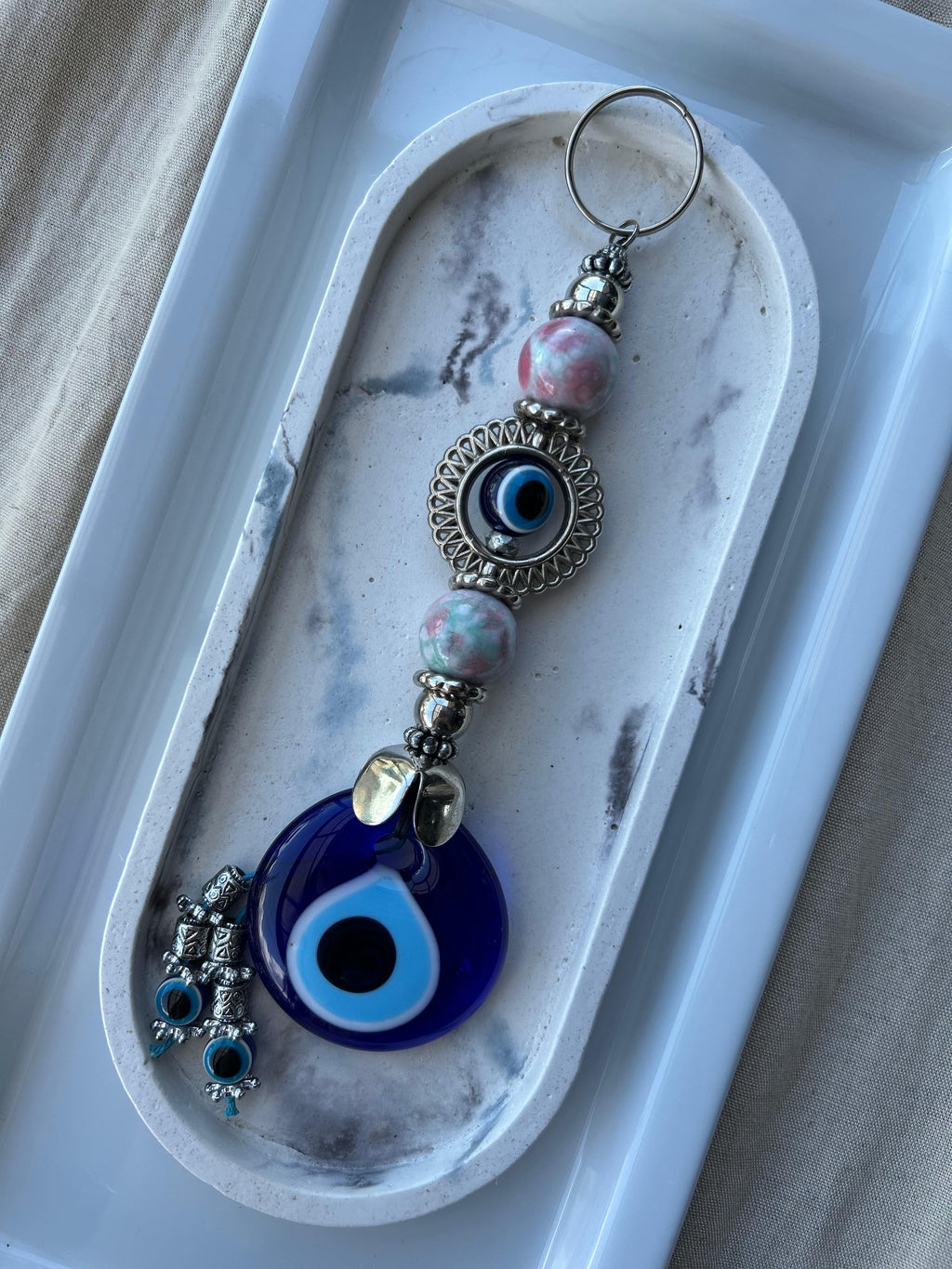 Blue Pink Hamsa Charm
