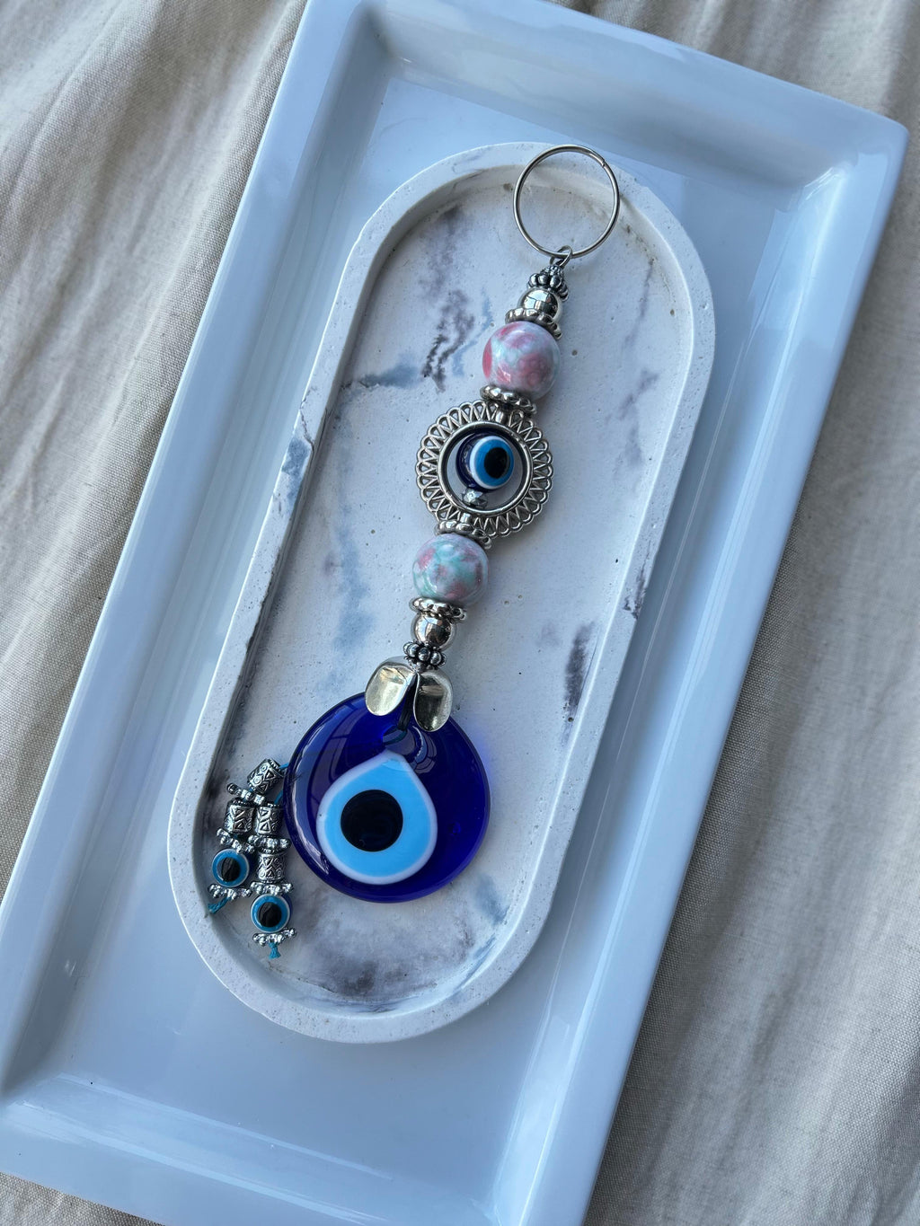 Blue Pink Hamsa Charm
