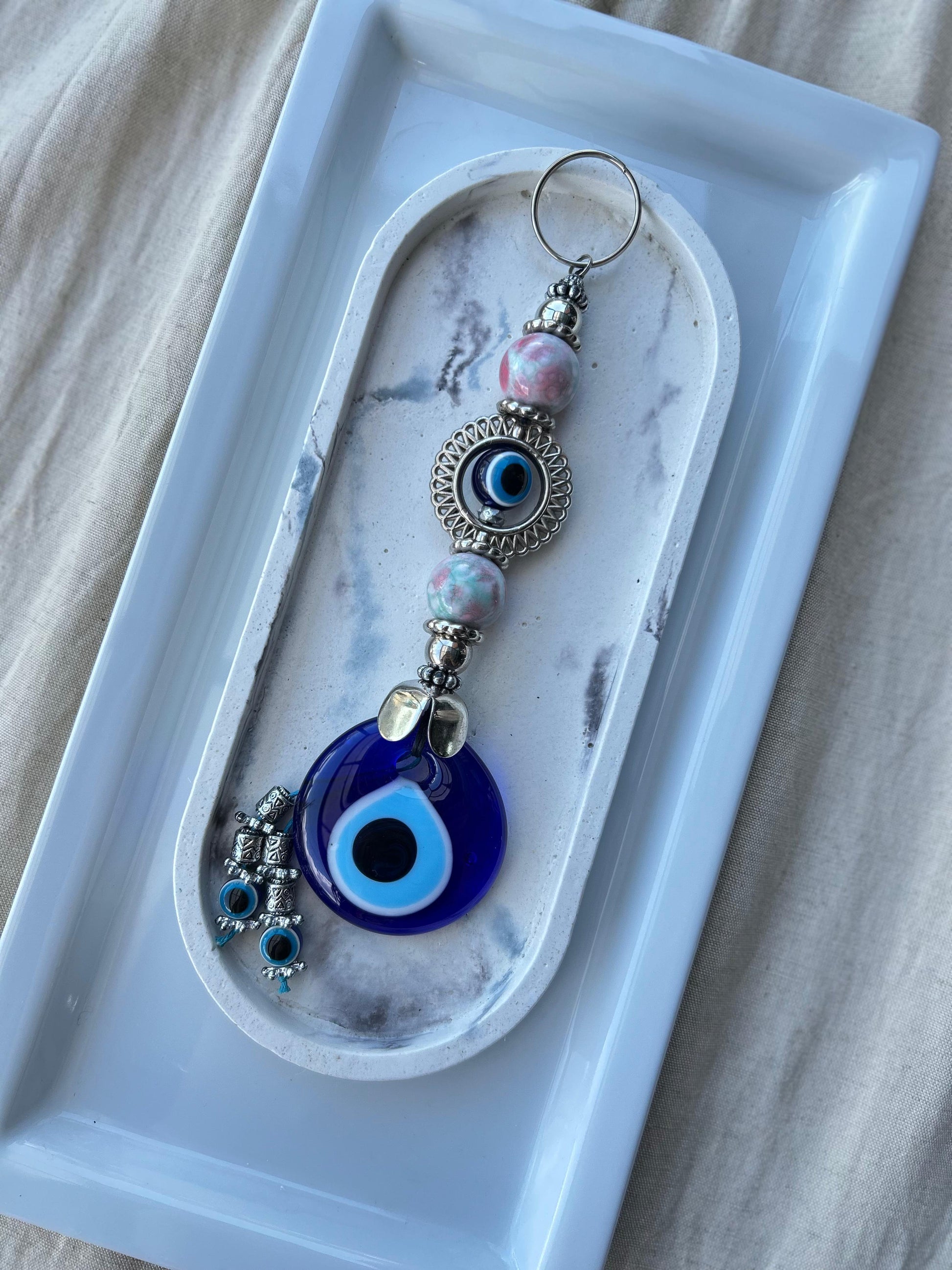 Blue Pink Hamsa Charm