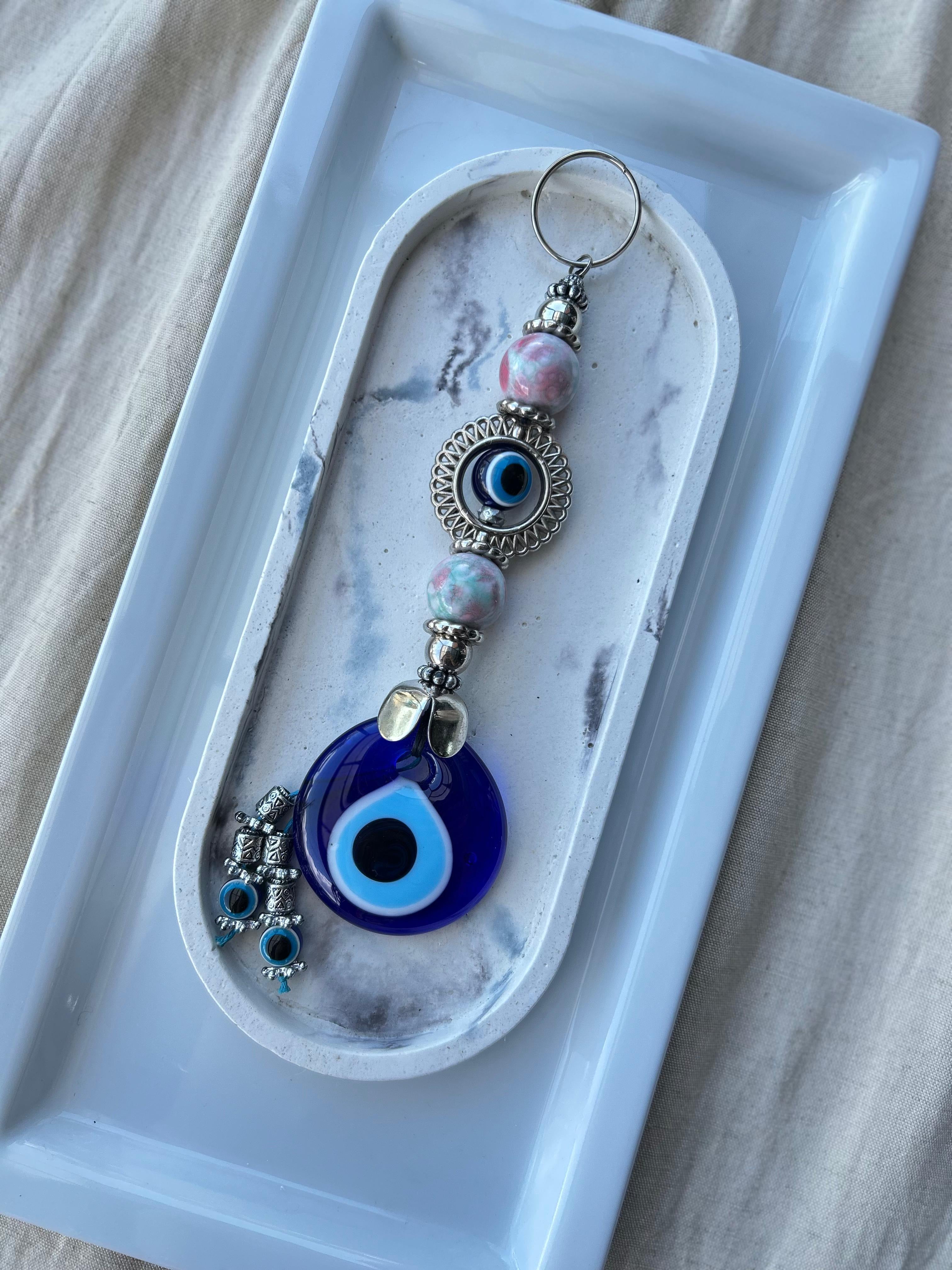 Blue Pink Hamsa Charm