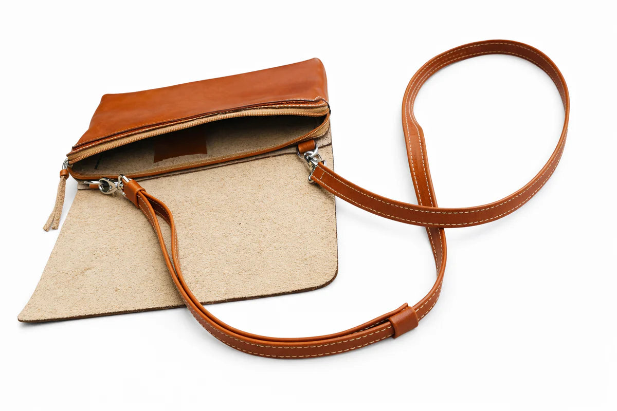 Riñonera de cuero ANI miel- Bolso paseo