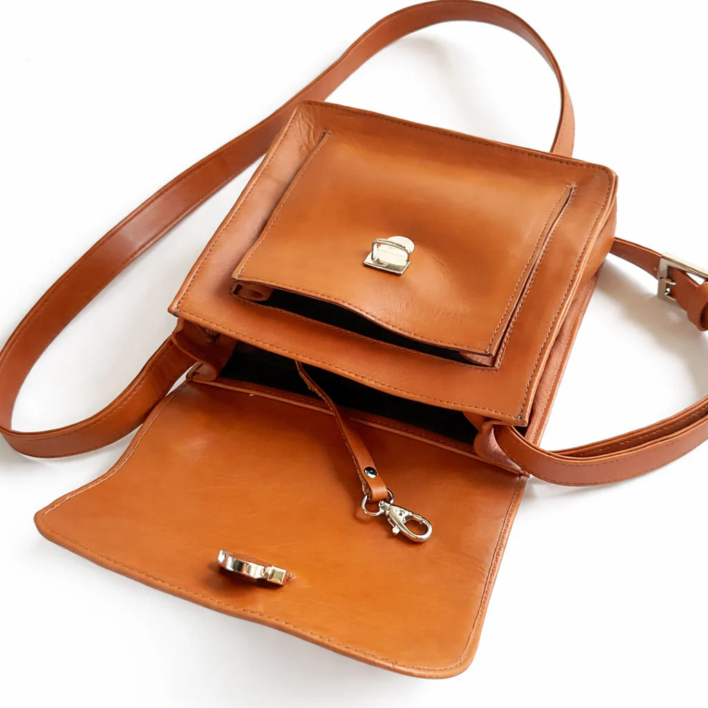 Bolso de cuero LONI Miel - Bolso Paseo