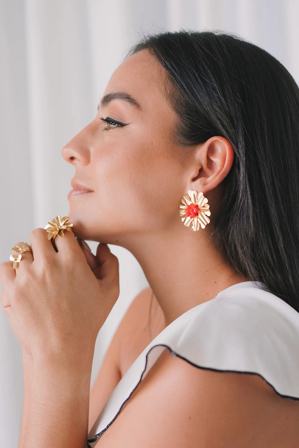 Sunflower Earrings [Red]- Maracuyá - MM003