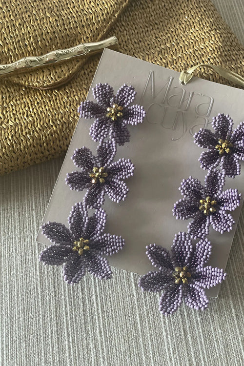 3 Flor Lila Earrings - Maracuyá - MM239