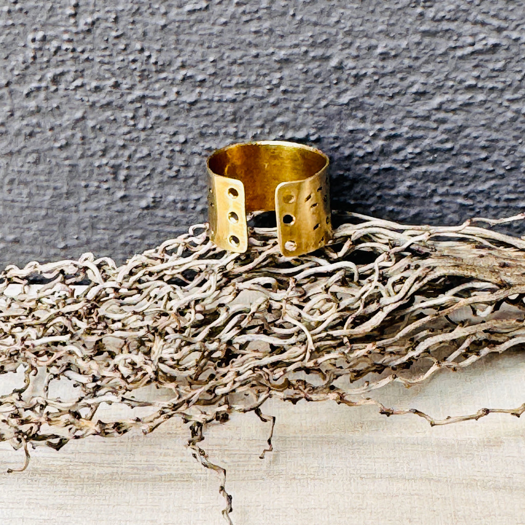 Wide Brass Moon Phases Ring - Urban Eclectic - AN5