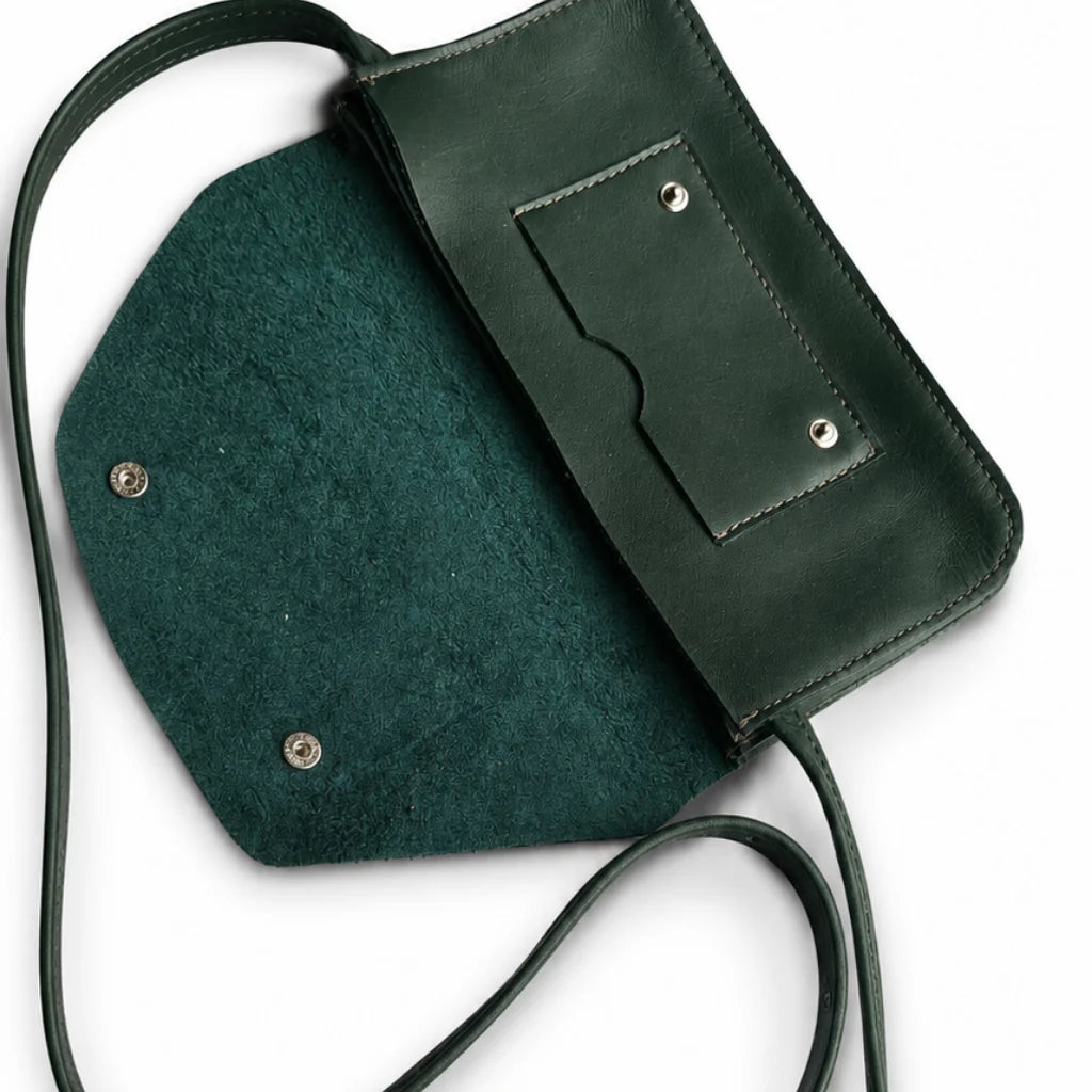 Riñonera de cuero ANI verde-Bolso Paseo