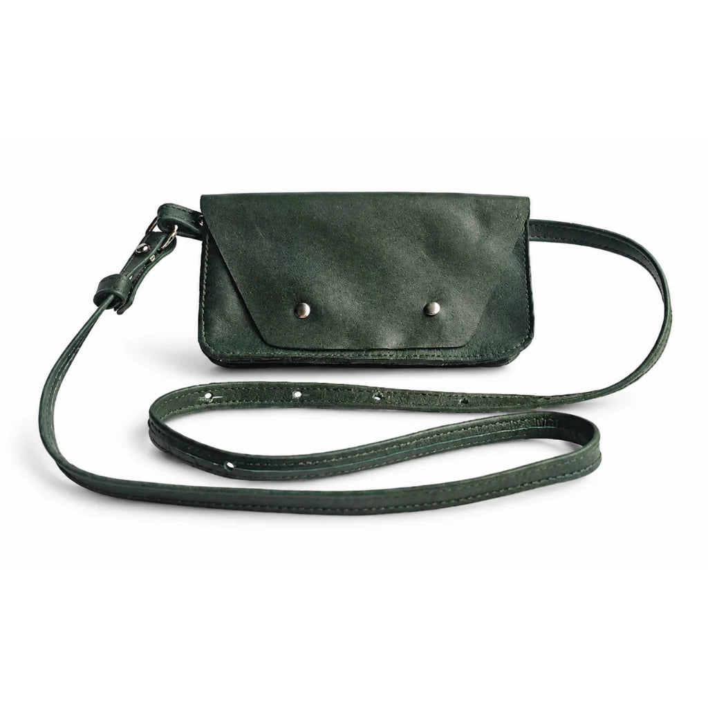 Riñonera de cuero ANI verde-Bolso Paseo