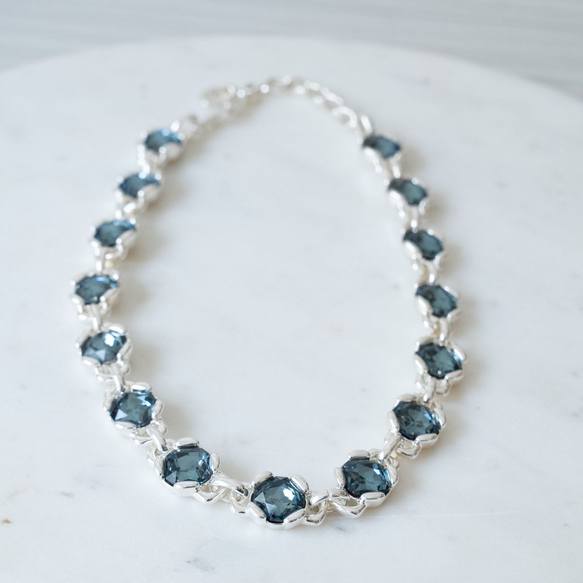 Pulsera Unode50 Zirconias Azules Completa Plateado OCP3