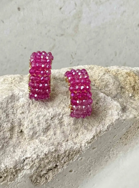 Isa Hoop Earrings [Small/Pink] MARACUYA