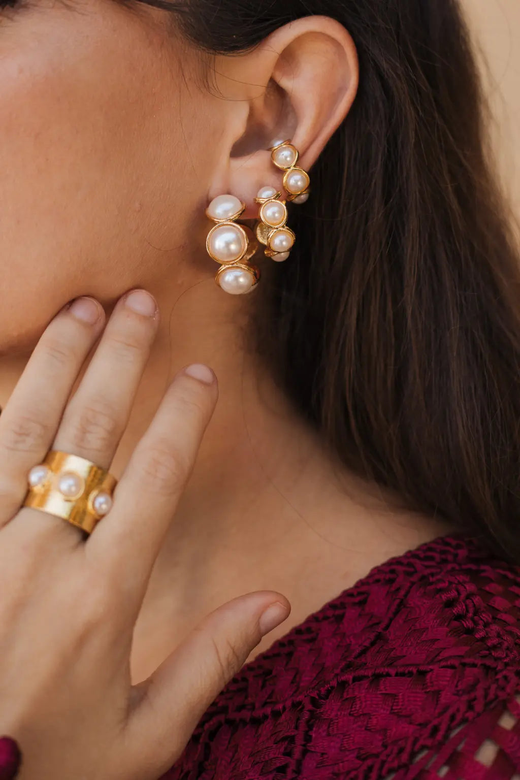 Mini Pearly Hoop Earrings - Maracuyá - NMJ295