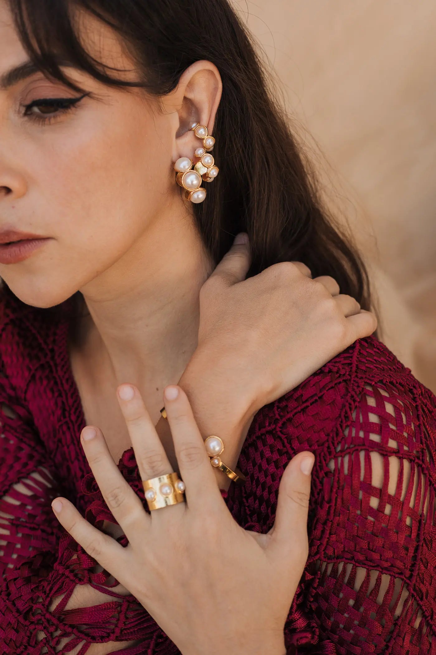 Mini Pearly Hoop Earrings - Maracuyá - NMJ295