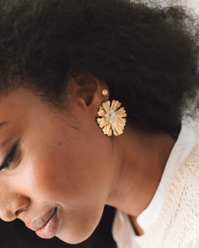 Sunflower Earrings [Cream] MARACUYA